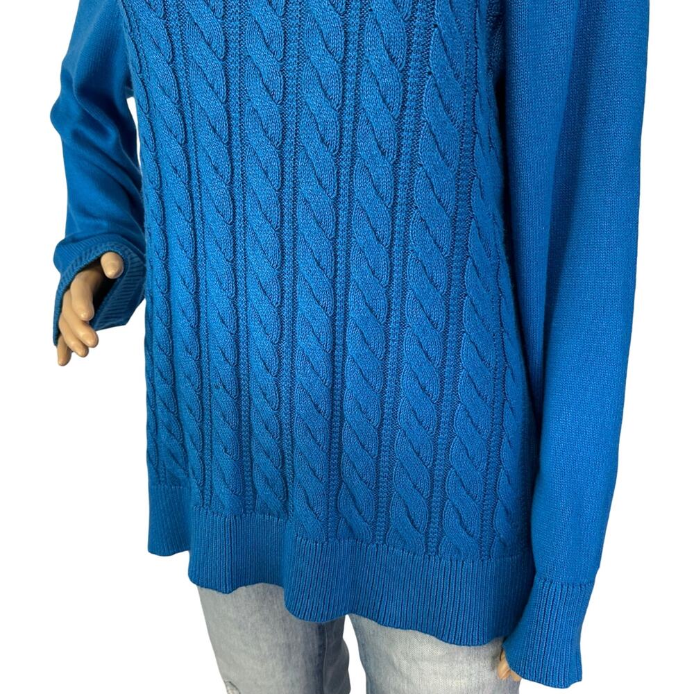 Talbots Soft Cable Knit Crewneck Sweater Blue Size L - Picture 8 of 11